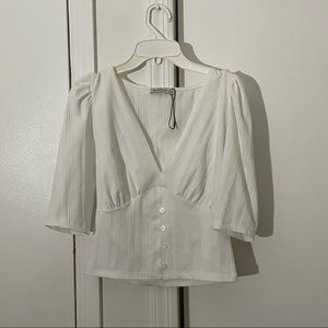 V-neck top button detail blouse